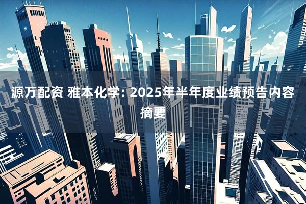 源万配资 雅本化学: 2025年半年度业绩预告内容摘要