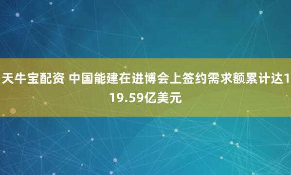 天牛宝配资 中国能建在进博会上签约需求额累计达119.59亿美元